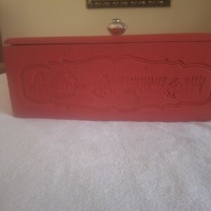 Red Bread Box with Engraved Design